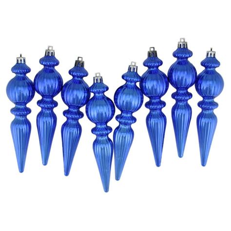 Northlight Ribbed Shatterproof Christmas Finial Ornaments Set Of 8