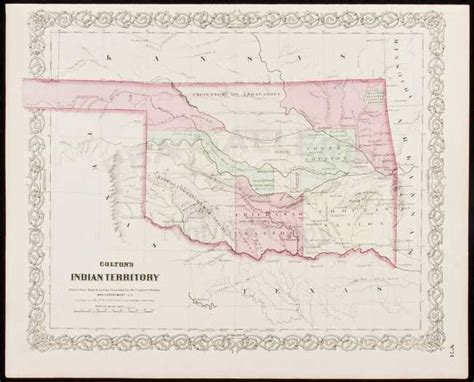 267 Coltons Map Of Indian Territory C1870