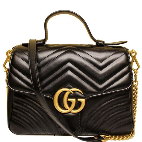 Gucci Gg Marmont Small Top Handle Shoulder Bag Black 498110