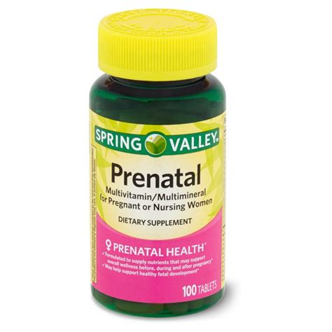Spring Valley Prenatal Multivitamin Multimineral Tablets Dietary Supplement 100 Count