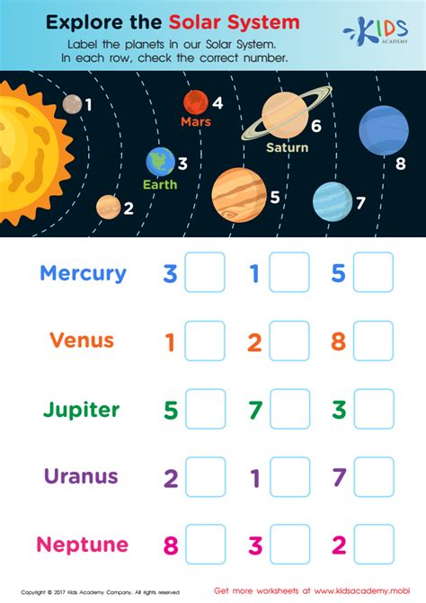 Planets In Order From The Sun Worksheet