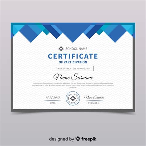 Certificate Of Participation Template Vector Free Download