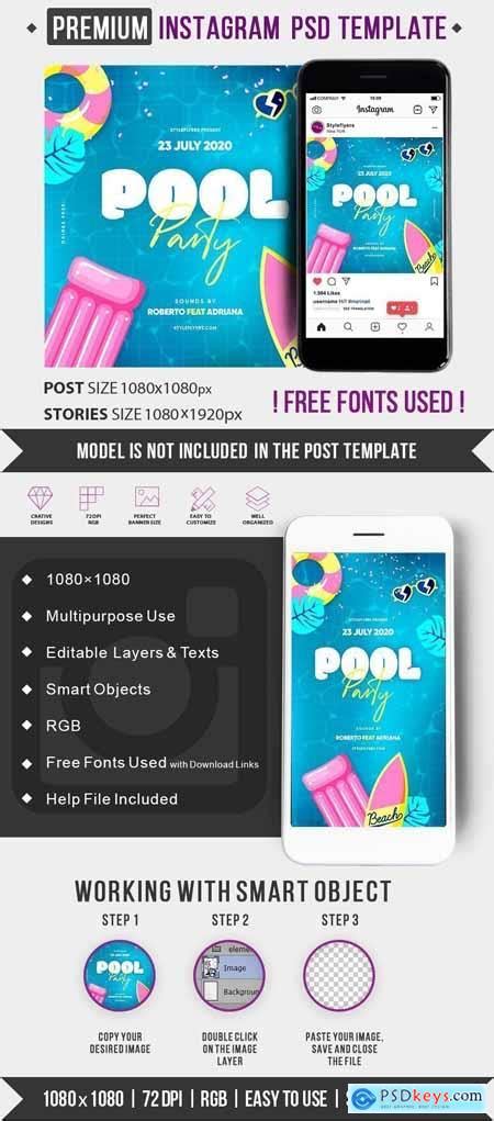 Pool Party Psd Instagram Post And Story Template Free Download