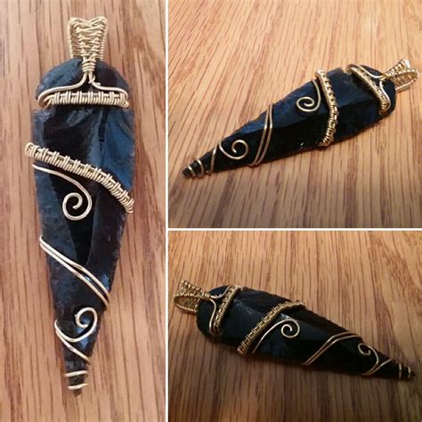 Sold. Obsidian arrowhead wire wrapped pendant | Wire wrapped jewelry, Wire wrapping, Wire jewelry