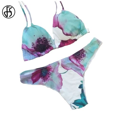 Fs Floral Print Bikinis Set 2017 Triangle Low Waist Women Sexy Swimwear