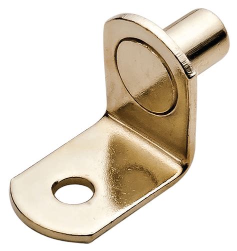 Angled Brass Plated Shelf Pin 14 With Screw Hole