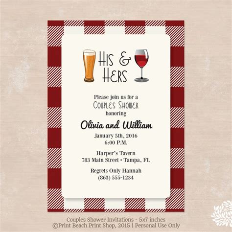 his and hers couples shower printable invitations red and white gingham invitations by te amo