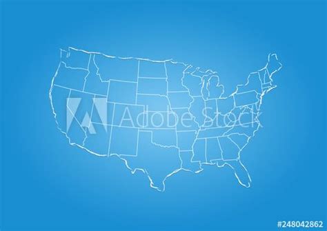 Usa Map Blue Outline Glow Background Usa Map Outline Background
