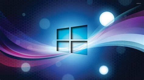 Windows 10 Transparent Logo On Blue Waves Wallpaper Computer