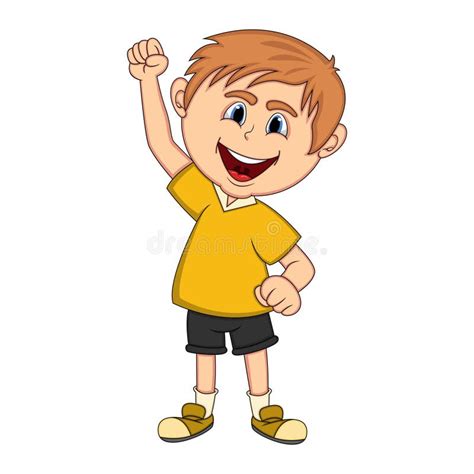 Boy Raised His Hand Cartoon Stock Vector Illustration Of Point