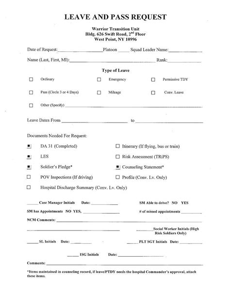 Army Leave Request Form ≡ Fill Out Printable Pdf Forms Online