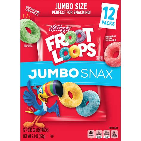 Kelloggs Froot Loops Jumbo Snax Aperitivos Para Niños Sabor A Fruta
