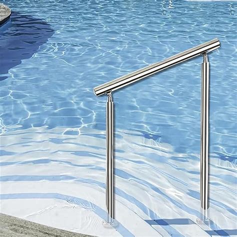 Deck Railing Swimming Pool Handrail With Bottom Plate 304 Stainless Steel Silver Anti Rust