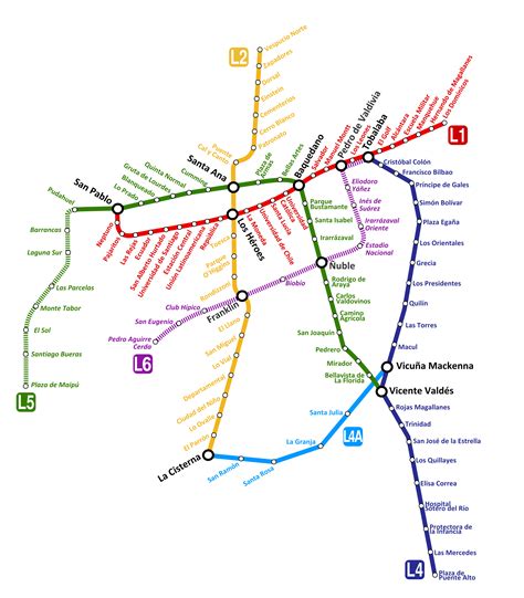 Mappa Di Metropolitana Di Santiago Cile