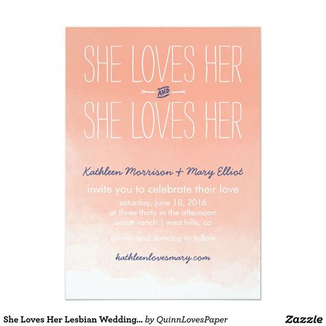 She Loves Her Lesbian Wedding Invite Wedding Reception Cards Lesbian Wedding