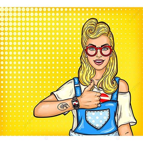 Vector Pop Art Illustration Of A Young Girl Demonstrates