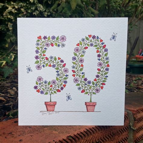 50th Birthday Card By Folk Art Papercuts By Suzy Taylor