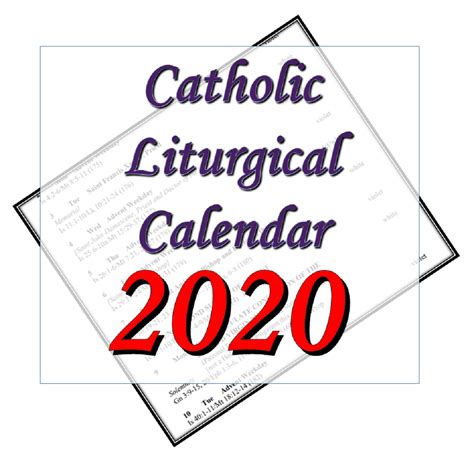 Catholic Liturgical Calendar 2020 Printable Example C