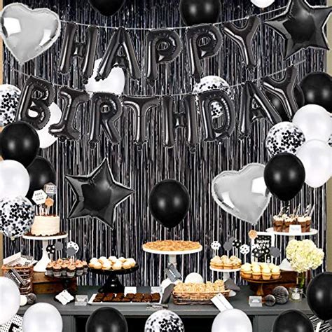 Joyypop Birthday Party Decorations Happy Birthday Balloons Banner With Black And White Balloons