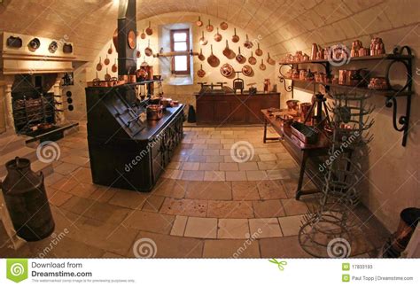 Interior Of A Medieval Kitchen Located At Chateau De Chenonceau In