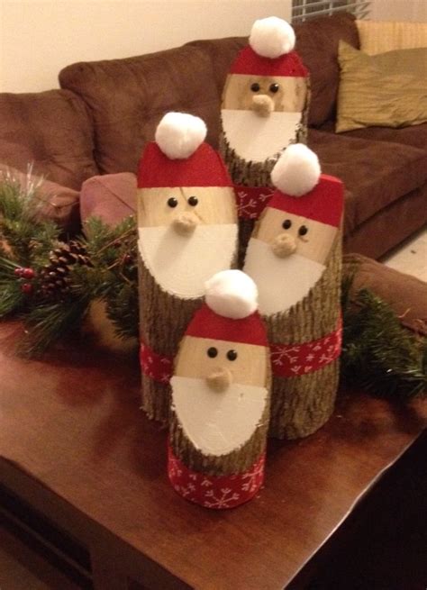 Easy Made Santa Out Of Wood Stumps Christmas Crafts Christmas Wood