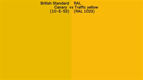 British Standard Canary 10 E 53 Vs Ral Traffic Yellow Ral 1023 Side