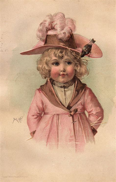 Lovely Victorian Clip Art Girl With Pink Hat The