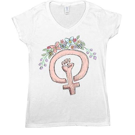 Feminist Fist Women S T ShirtS White V Neck T Shirts For Women