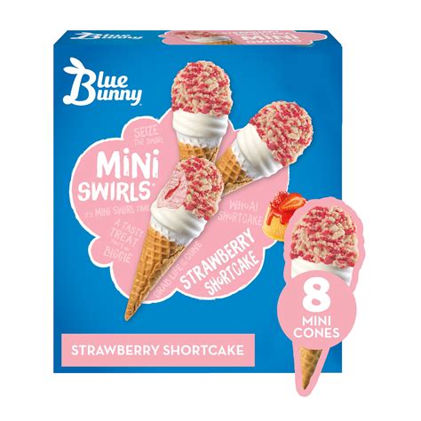 Blue Bunny Mini Swirls Strawberry Shortcake Cones 8 Pack