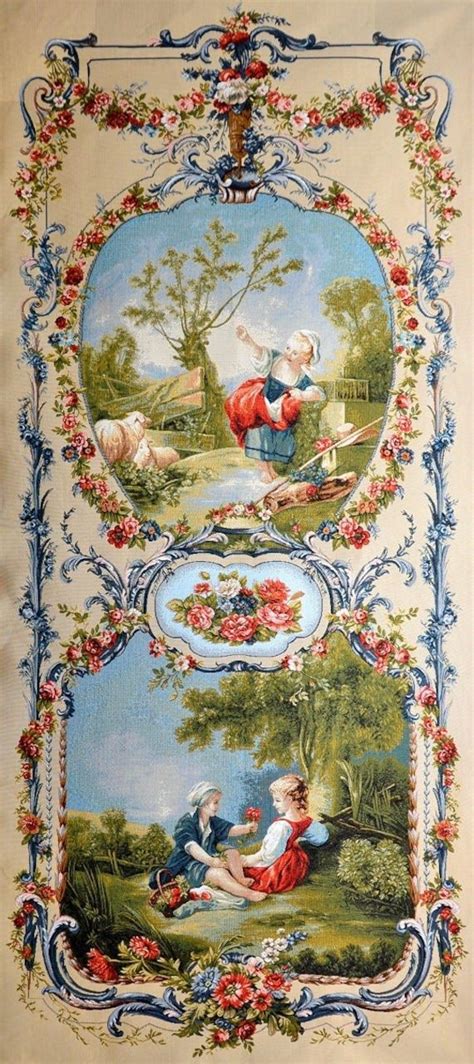 Old World Tapestry Wall Hanging Cream Color Romance Couple Etsy