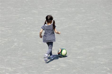 Japanese Girl Dribbling Soccer Ball Stock Image Image Of Football