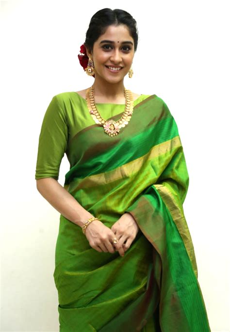 Actress Regina Cassandra In Green Saree Photoshoot