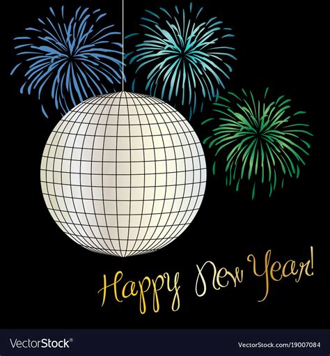 New Years Eve Disco Ball And Fireworks Royalty Free Vector