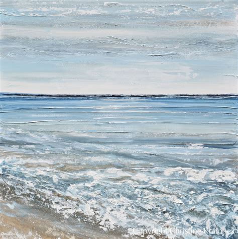 Original Art Abstract Painting Blue Ocean Beach Textured Coastal Decor