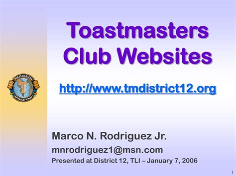 How to start a community club. PPT - Toastmasters Club Websites tmdistrict12 PowerPoint Presentation, free download - ID:3454