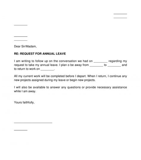 Annual Leave Vacation Leave Letter Sample Pdf Letter