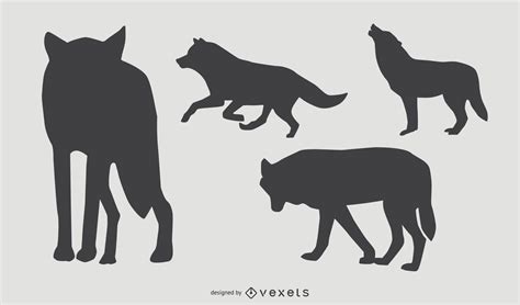 Wolf Silhouette Set Vector Download