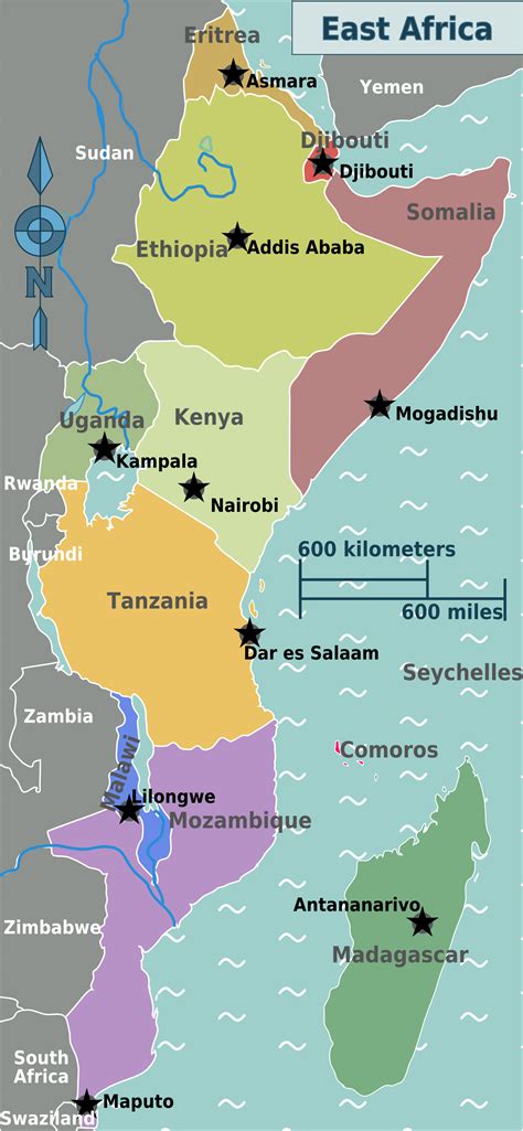 East Africa Regions Map •
