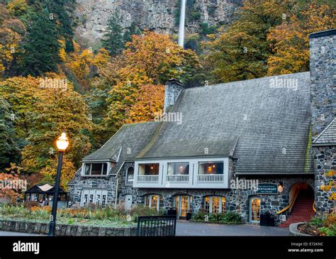 Multnomah Falls Lodge In Autumn In The Columbia Gorge National Scenic