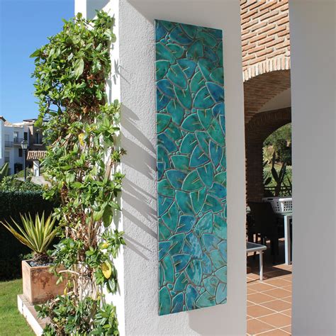 wall art made from ceramic - mosaic art - garden wall art - Jungle leaves