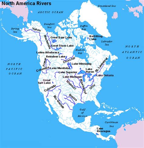 North America Rivers Map Map Of North America With Rivers