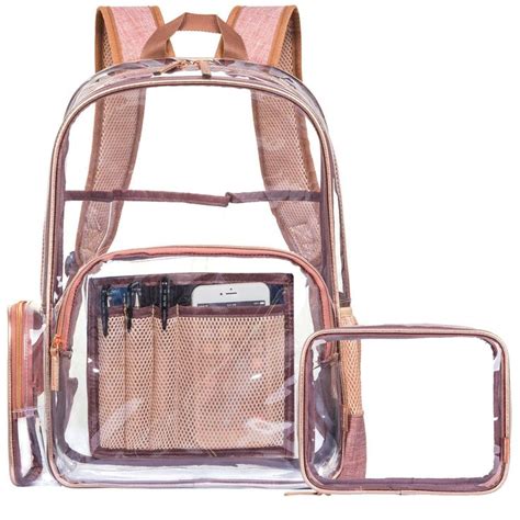 Niceebag Clear Backpack With Cosmetic Bag And Case Clear