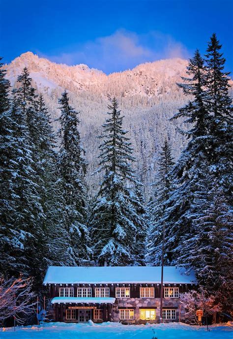 Winter At Mount Rainier National Park Administration Building At
