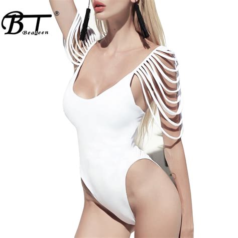 Beateensexy Deep V Backless Women Bandage Bodysuits Solid Spaghetti Strap Romper Fashion Bodycon