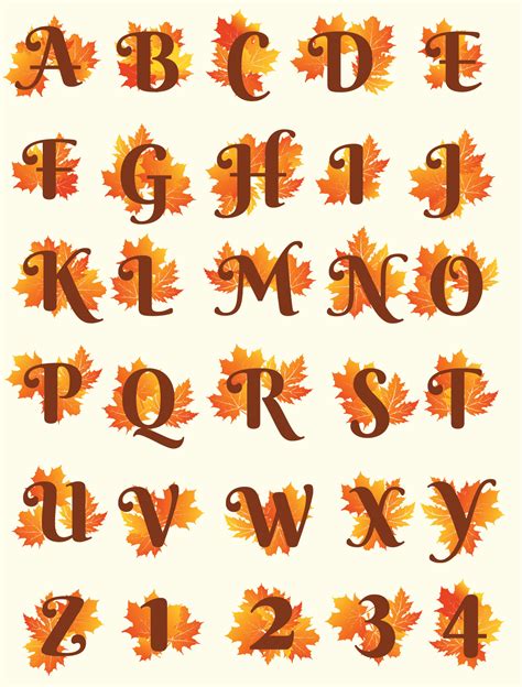 Autumn Alphabets Vector Pack 243088 Vector Art At Vecteezy