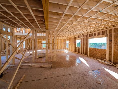 Interior Framing Of A New House Stock Image Image Of Beam Frame