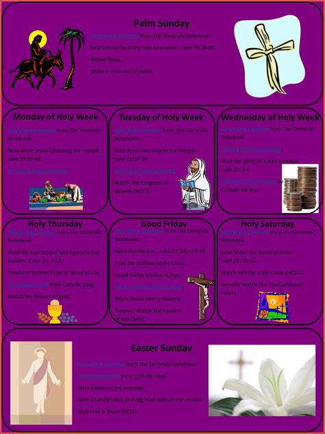 Printable Holy Week Timeline Chart Printable World Holiday