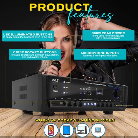 Buy Pyle Wireless Bluetooth Power Amplifier System 300W 4 Channel Home