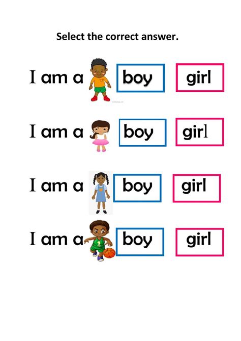 Gender Online Worksheet For Preschool You Can Do The Exercises Online