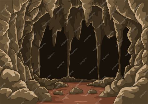 Dibujos Animados De La Cueva Con Estalactitas Vector Premium